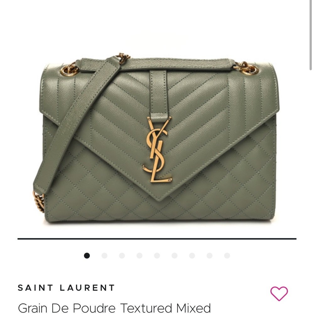Saint Laurent Light Sage Quilted Shoulder Bag with Chain Strap